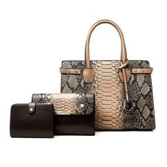 Snakeskin Pattern Handbag Set Stylish and Versatile for Every