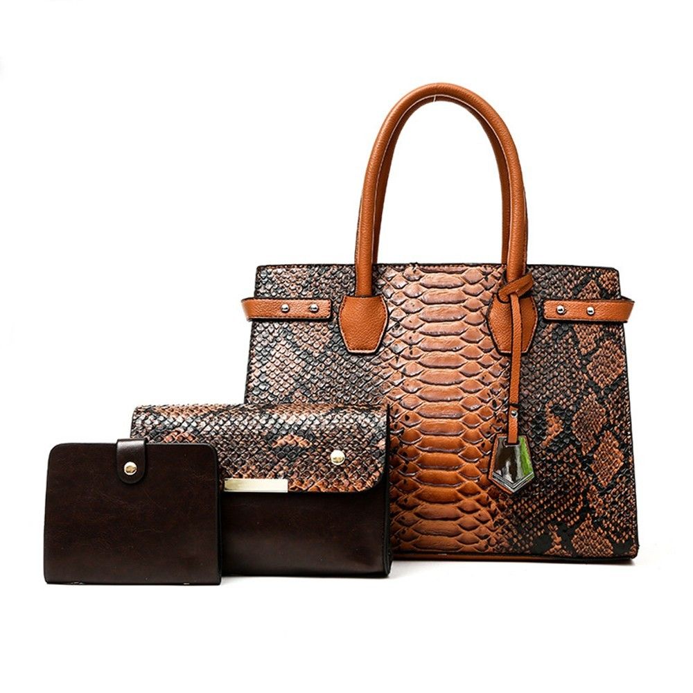 Snakeskin Pattern Handbag Set Stylish and Versatile for Every