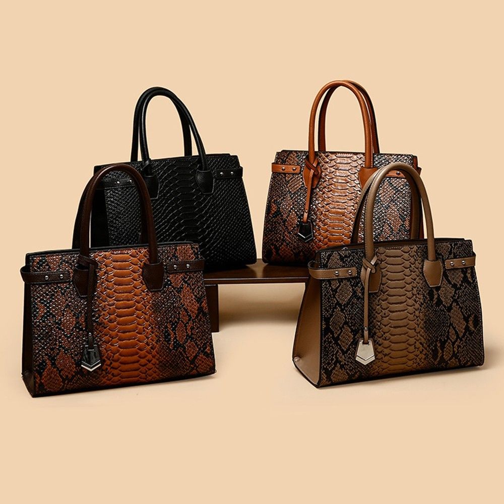 Snakeskin Pattern Handbag Set Stylish and Versatile for Every