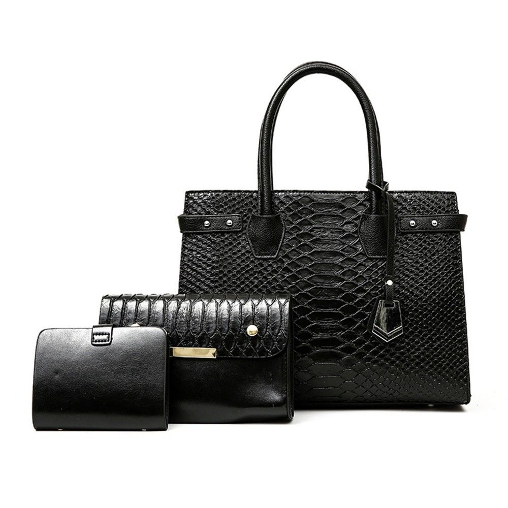 Snakeskin Pattern Handbag Set Stylish and Versatile for Every