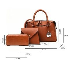 Stylish Three-Piece PU Handbag Set - Versatile and Elegant