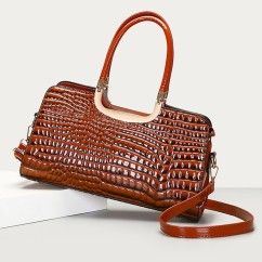 Elevate Your Style with Our Crocodile Pattern Patent Leather Handbag