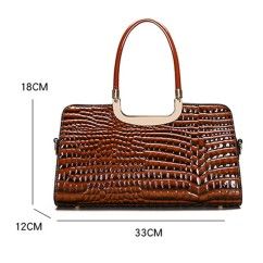 Elevate Your Style with Our Crocodile Pattern Patent Leather Handbag