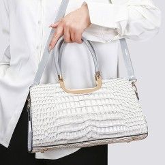 Elevate Your Style with Our Crocodile Pattern Patent Leather Handbag