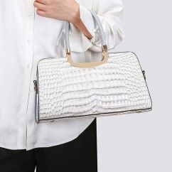 Elevate Your Style with Our Crocodile Pattern Patent Leather Handbag