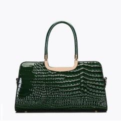 Elevate Your Style with Our Crocodile Pattern Patent Leather Handbag