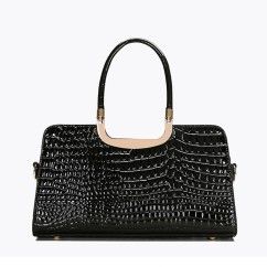 Elevate Your Style with Our Crocodile Pattern Patent Leather Handbag