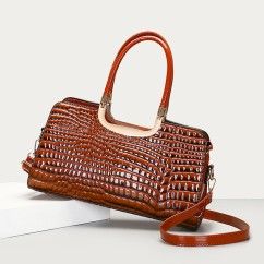 Elevate Your Style with Our Crocodile Pattern Patent Leather Handbag