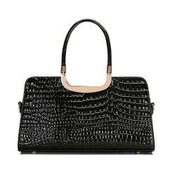 Elevate Your Style with Our Crocodile Pattern Patent Leather Handbag