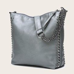 Versatile PU Leather Handbag with Studded Accents – Stylish and Durabl