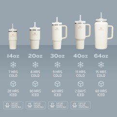 Stanley Quencher14oz 20oz 30oz 40oz 64oz Tumbler - 2 Days Icy Cold, Rotating Handle, 3-Position Lid, Stainless Steel